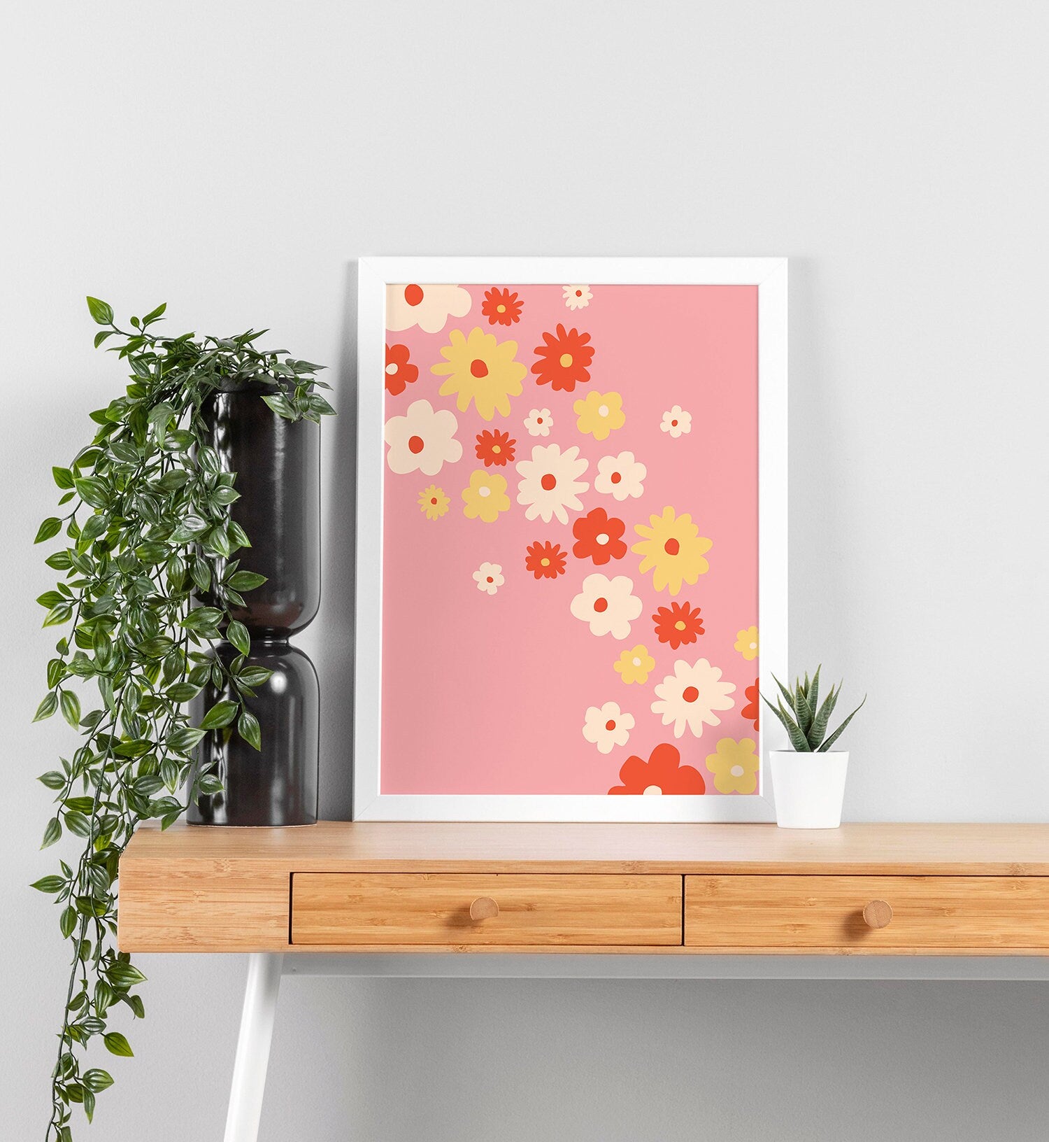 Pink Orange Yellow Flower Poster