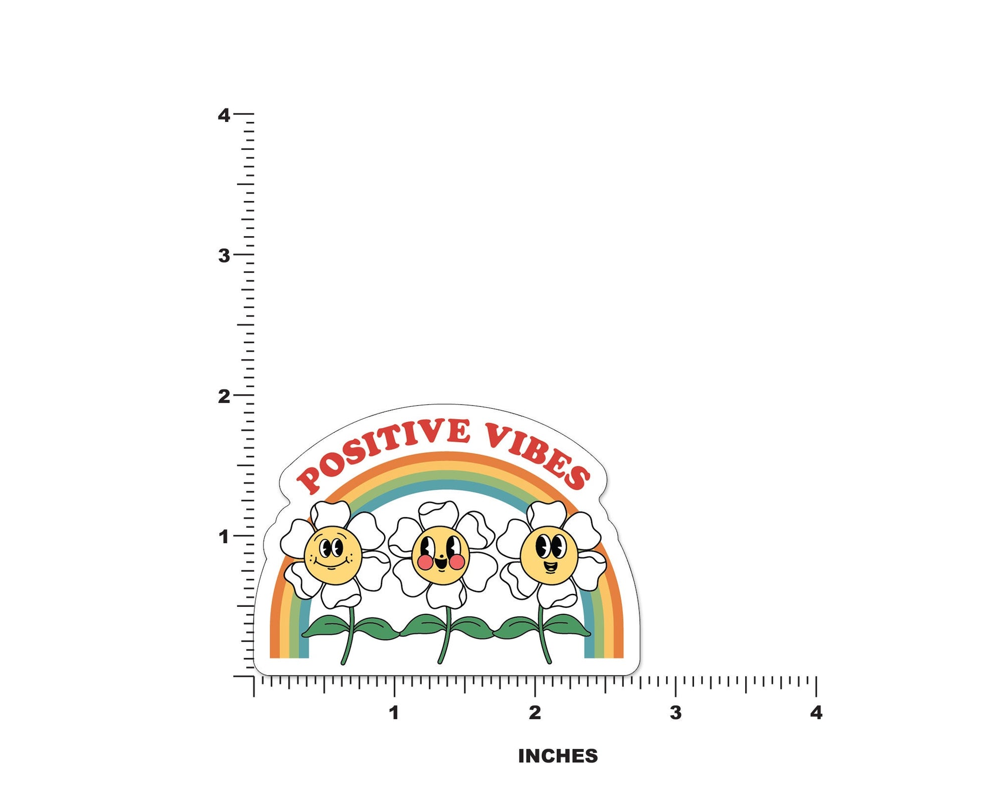 Positive Vibes Retro Flowers Sticker