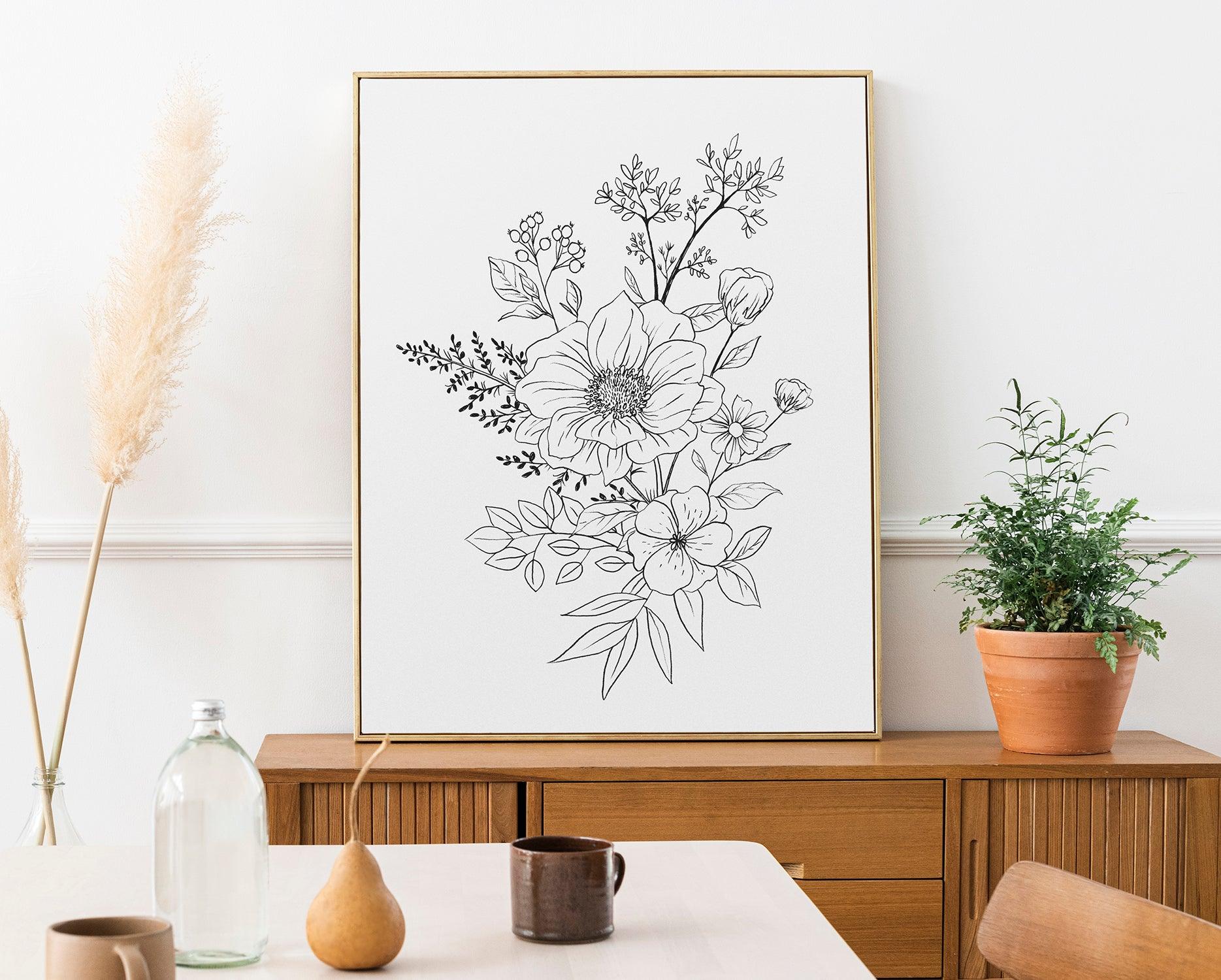 Black and White Flower Poster - shopartivo