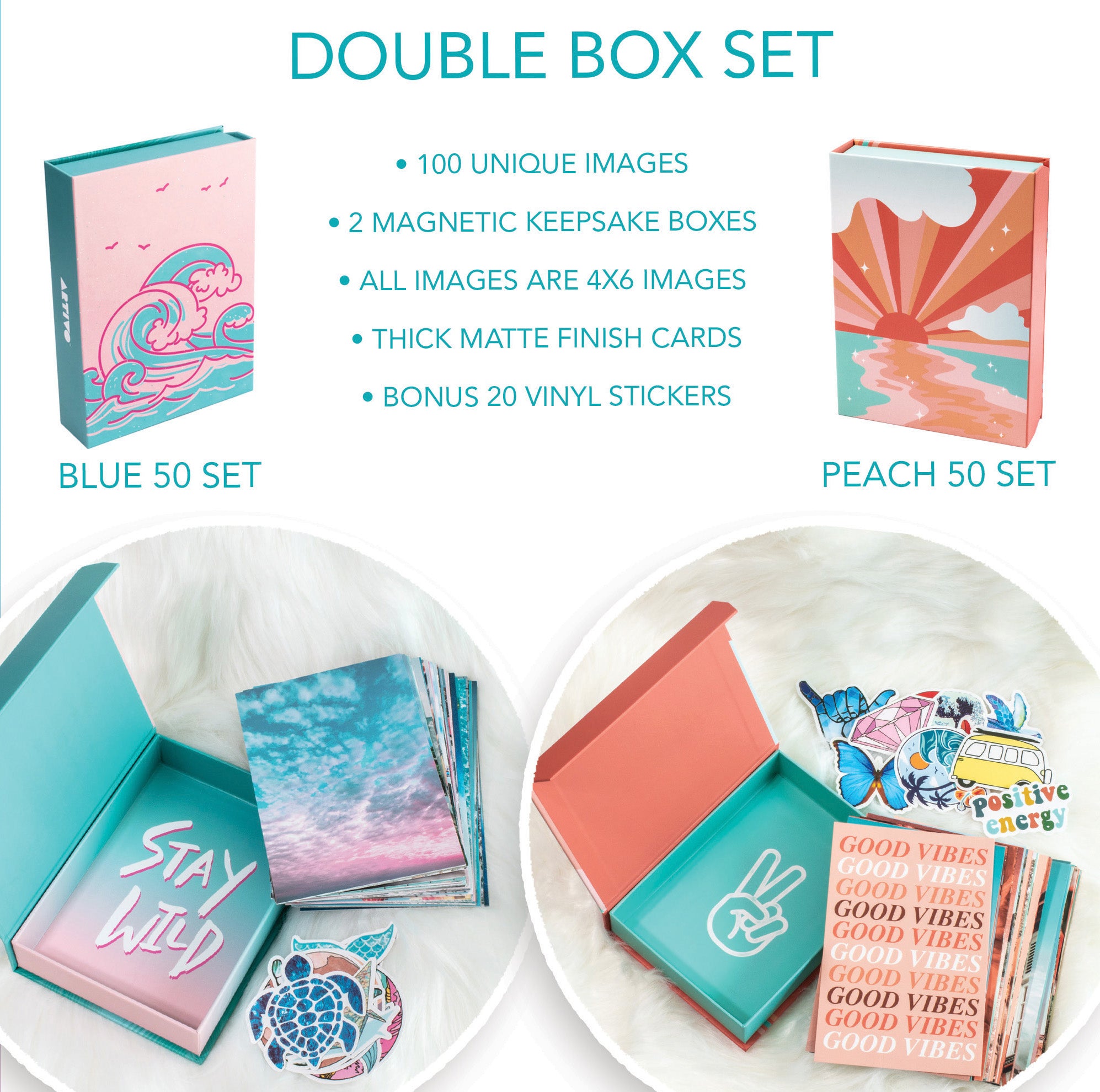 Peach Blue Wall Collage - 100 Box Set - shopartivo